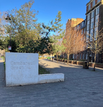 Pedestrian area of walkway for Camberwell Green market